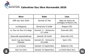 Calendrier eau libre Normandie 2026